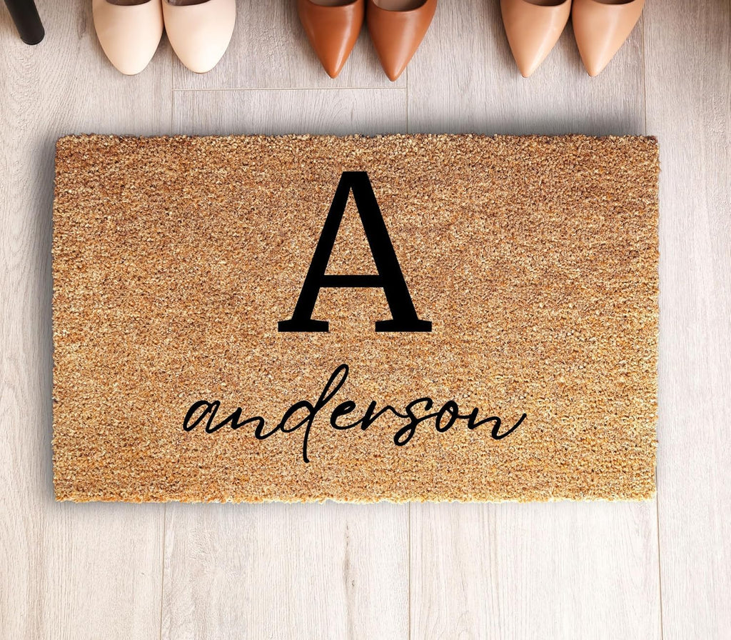 Personalized Door Mat with Monogram - Custom Doormat with Anti-Slip Backing - 3 Size Options - Family Doormat Custom