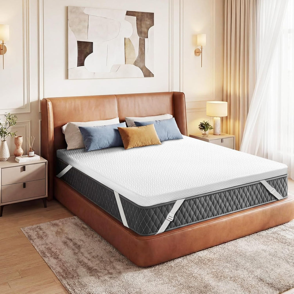 3 Inch Quenn Size Cooling Gel Memory Foam Mattress Topper | CertiPUR-US certified. Removable & machine washable cover