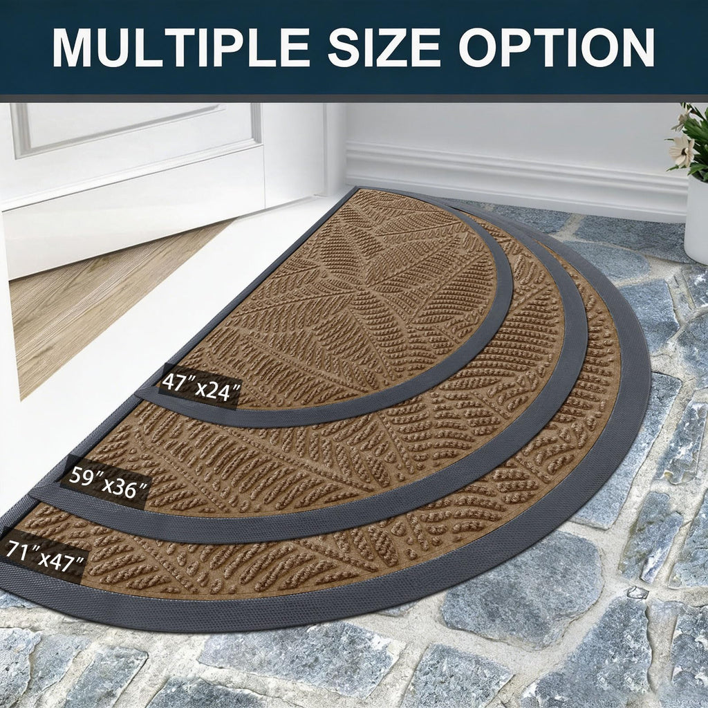 Half Circle Waterproof Door Mat, Sturdy Rubber Doormat, 35x23