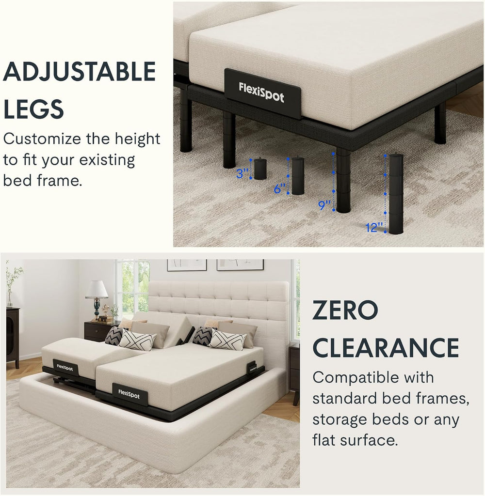 Split King Adjustable Bed Base with Massage