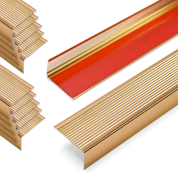 48" Metal Stair Nosing, 10-Pack Self Adhesive Aluminum Stair Edge Protector, Non Slip Stair Treads, for Indoor