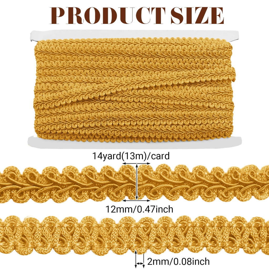 Gimp Braid Trim, Deep Gold, 1/2 Inch Wide 14 Yards