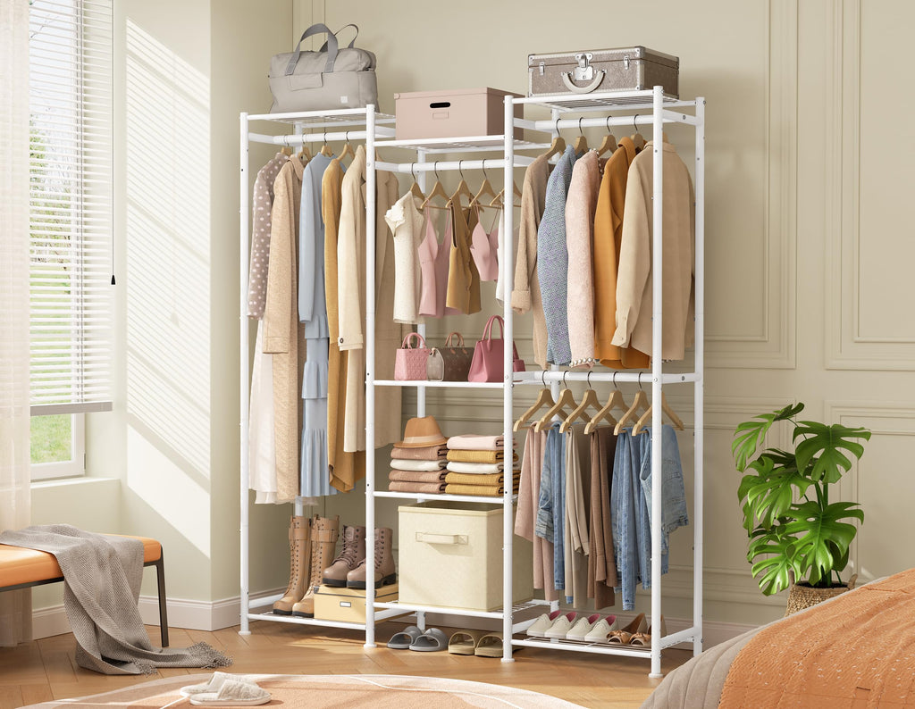 Wardrobe Closet, 4 Hanging Spaces Portable Clothes Rack