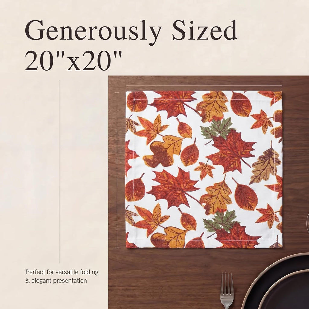 Cloth Napkins Cotton 20x20 (Set of 12) Harvest Leaf Print