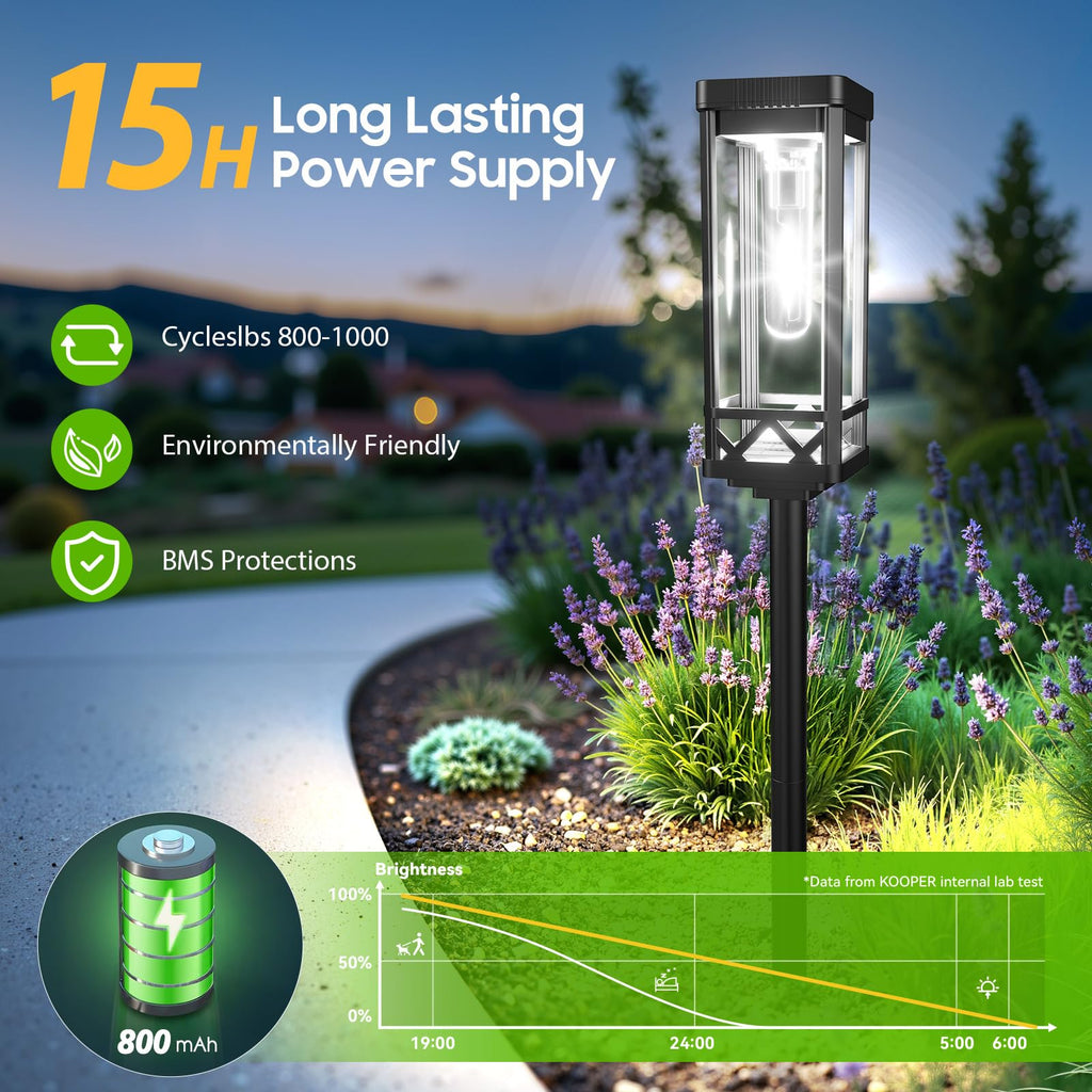 Taller Solar Pathway Lights Outdoor, 6 Pack Upgraded Brighter Solar Garden Lights Solar Powered, Up to 15 Hours
