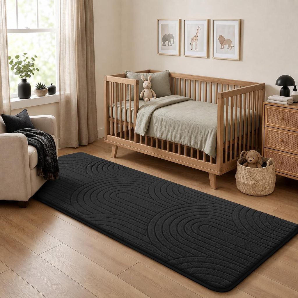 Runner Rug s Non Slip, Bedroom Modern Black Rugs