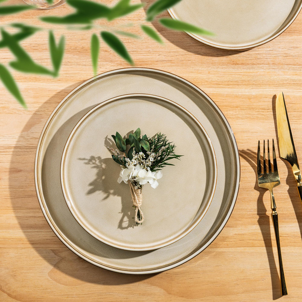 Stoneware Dinnerware Sets for 8,24 Piece Plates and Bowls Sets