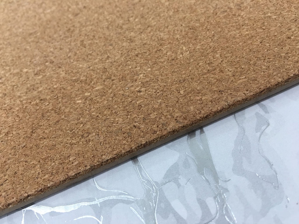 Foiled Granite Thick Cork Heat Resistant Dining Table Placemats Set of 2, 12" x 18" Rectangle, Marbled Silver, 2