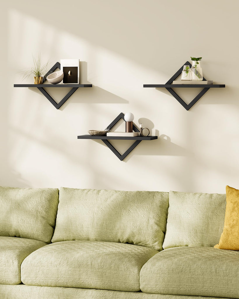 Floating Shelves for Wall, Set of 3, Black