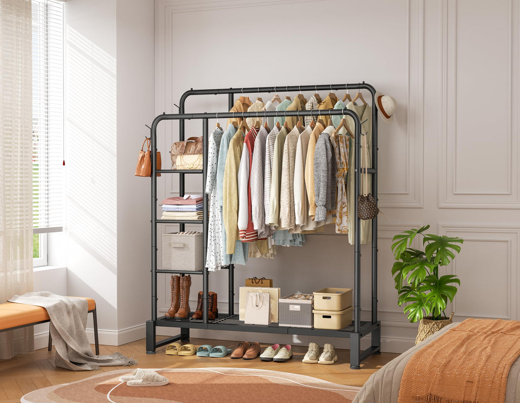 Double Rods Clothes Rack Clothing Rack, Clothes Rack for Hanging Clothes