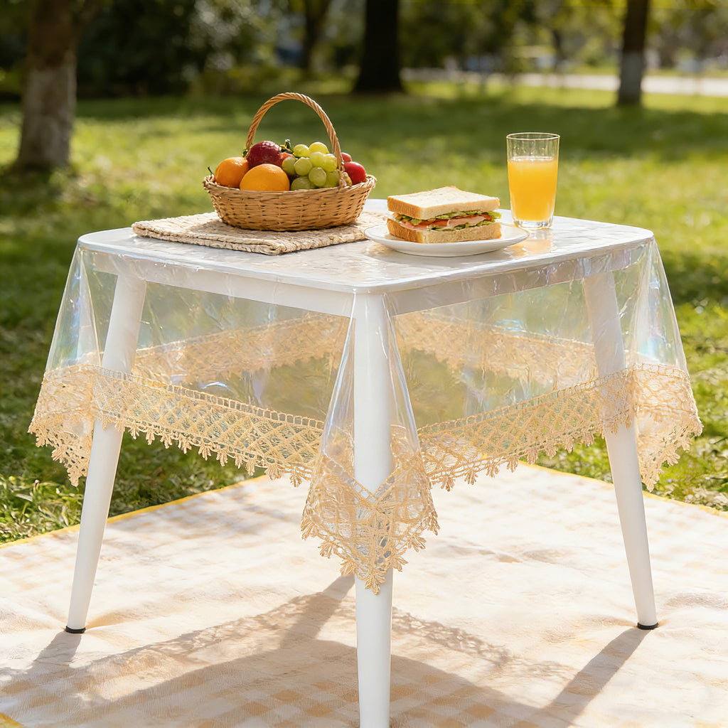 Clear Plastic Tablecloth Vinyl Table Cover 55" x 120", 10-12 Seats