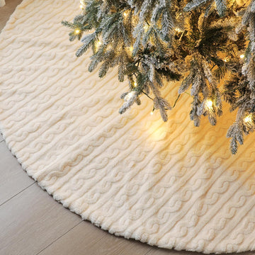 60 Inches White Christmas Tree Skirt Large Faux Fur Tree Skirt