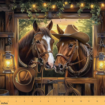 Western Horse Fabric By The Yard Soft Rustic Farmhouse
