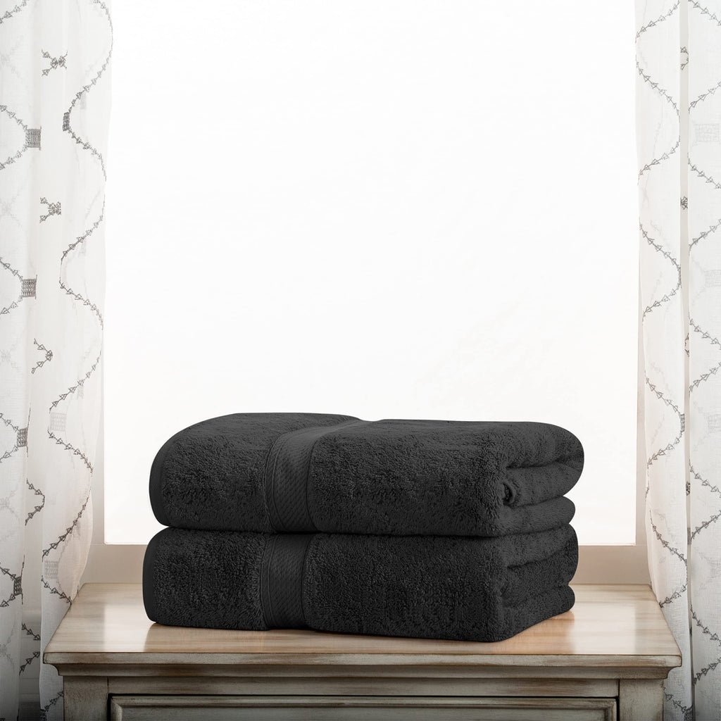 Buckingham Egyptian Cotton Solid 2-Piece Towel Set, Bath Towels, Black