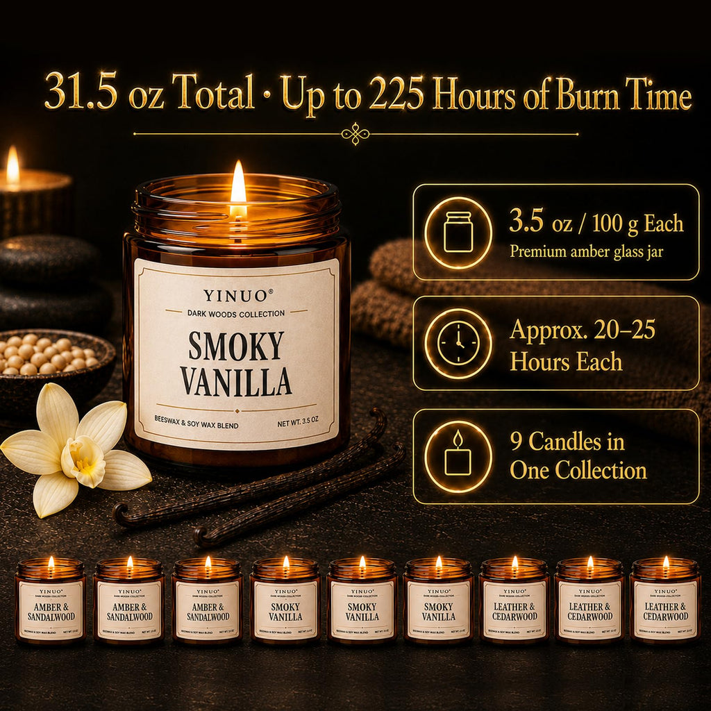 Scented Candle Gift Set, 9 Pack 3.5oz Fall & Winter Amber Jar Candles