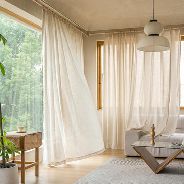 Extra Wide Pinch Pleated Curtains 84 Inch Length Natural Linen Semi Sheer Pleated Drapes with Hooks Light Filtering