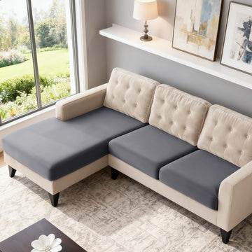 Sectional Couch Cushion Covers 3 Pieces, 2 Pieces Sectional Seat Covers + 1 Piece Chaise Cushion Covers for L Shaped