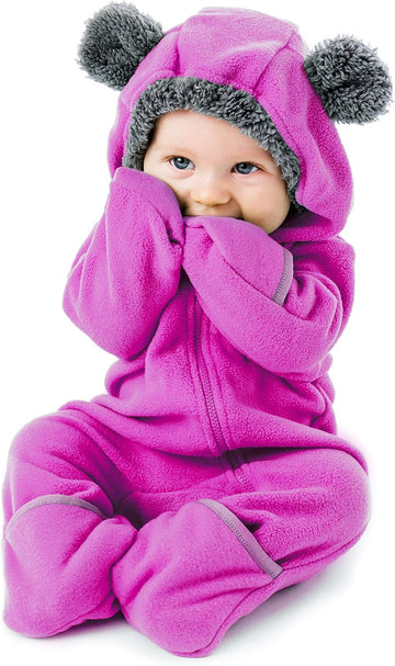 Fleece Baby Bunting Bodysuit Hoodie, Newborn