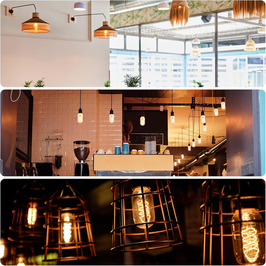 Warm T45 LED Edison Light Bulbs, 6W Equivalent to 60W, 2700K Warm White, Flexible Spiral Filament Light Bulbs
