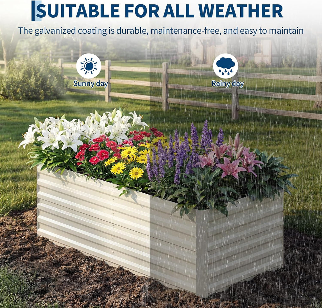 6x3x2 Ft Galvanized Metal Raised Garden Bed, 24-Inch Tall Heavy Duty Planter Box for Vegetables, Herbs & Flowers