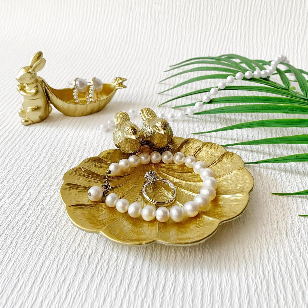 Metal Bird Ring Holder Stand, Mini Jewelry Dish Tray, Gold Jewelry Organizer, Trinket Dish Vanity Tray Small