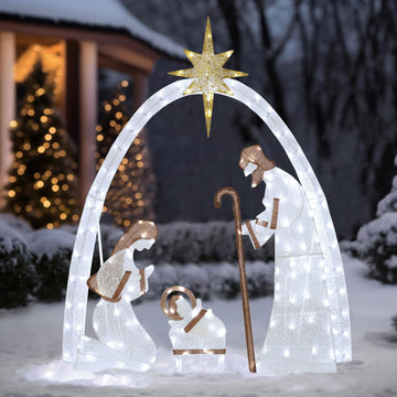Lighted Nativity Scene Outdoor Christmas Yard Decoration Set, White