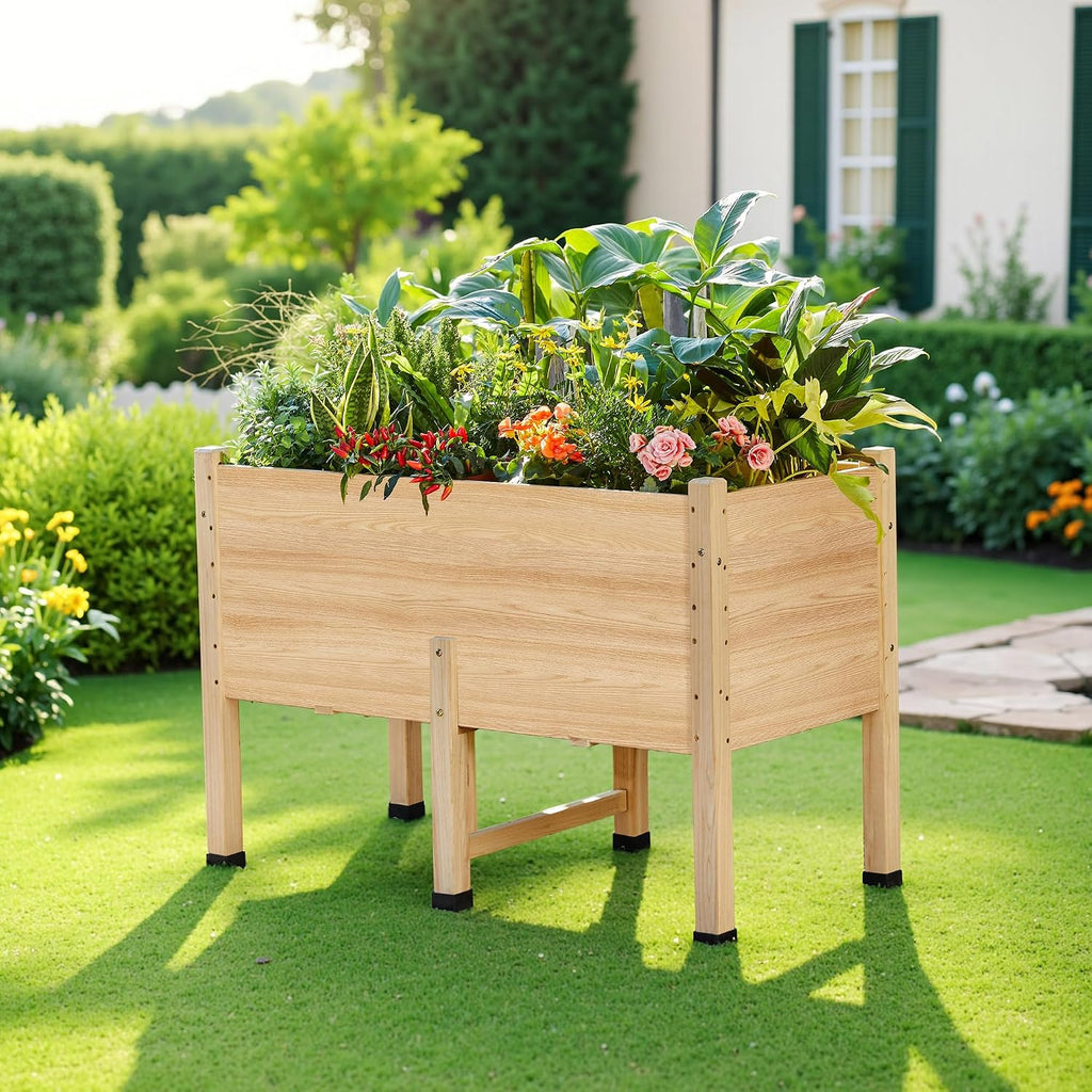 4x2 Ft Raised Garden Bed with Legs and Drainage Holes | 16 Inch Deep Elevated Wood Planter Box for Vegetables