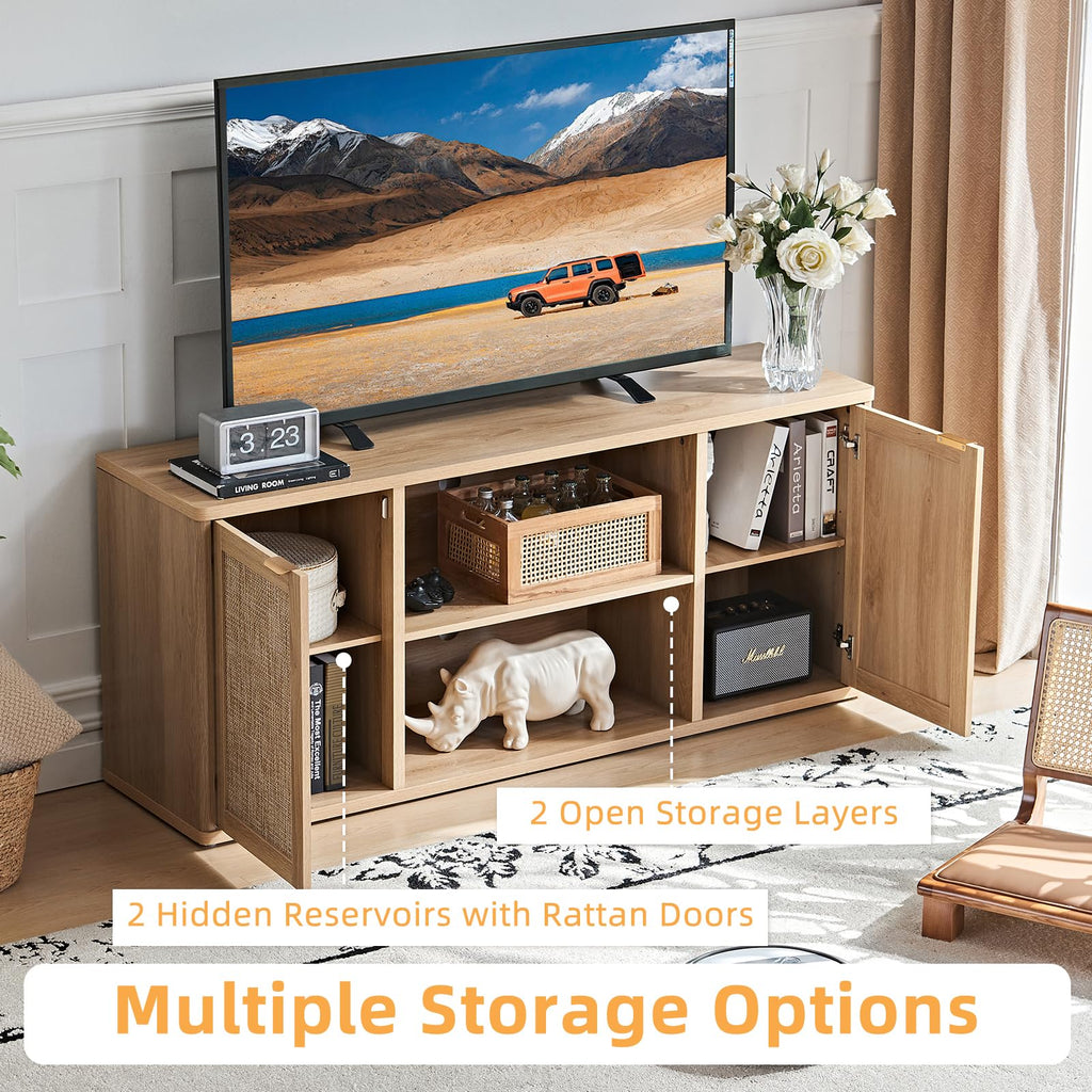 Rattan TV Stands, Natural Wood