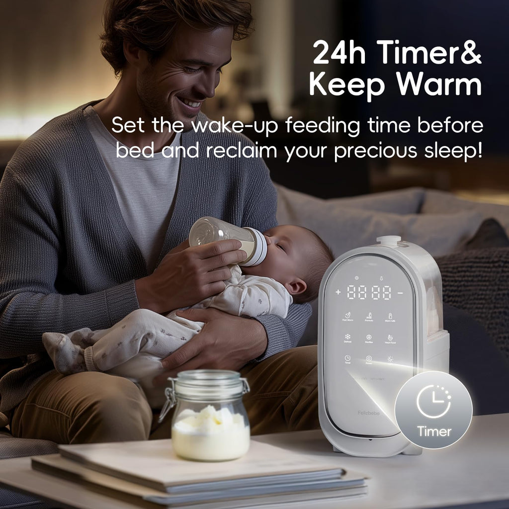 Bottle Warmer for Breastmilk, 11-in-1 Double Bottle Warmer Large Touchscreen with Night Light, Detachable for Easy