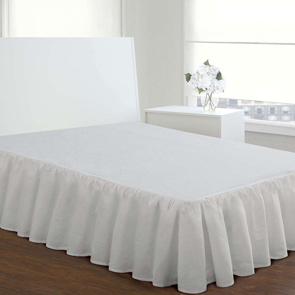 Bedding Ruffled Bedskirt, Classic 18" Drop Length, Gathered Styling, Twin, White (FRE30118WHIT01)