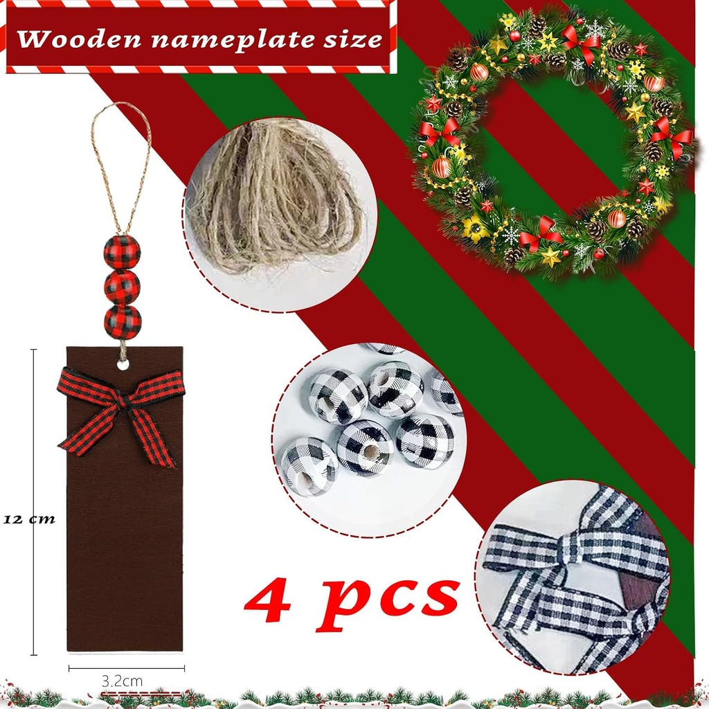 New 4 Pack Christmas Stockings with Name Tags,18" Large Personalized Deer Santa Non-Woven Xmas - Set of 4