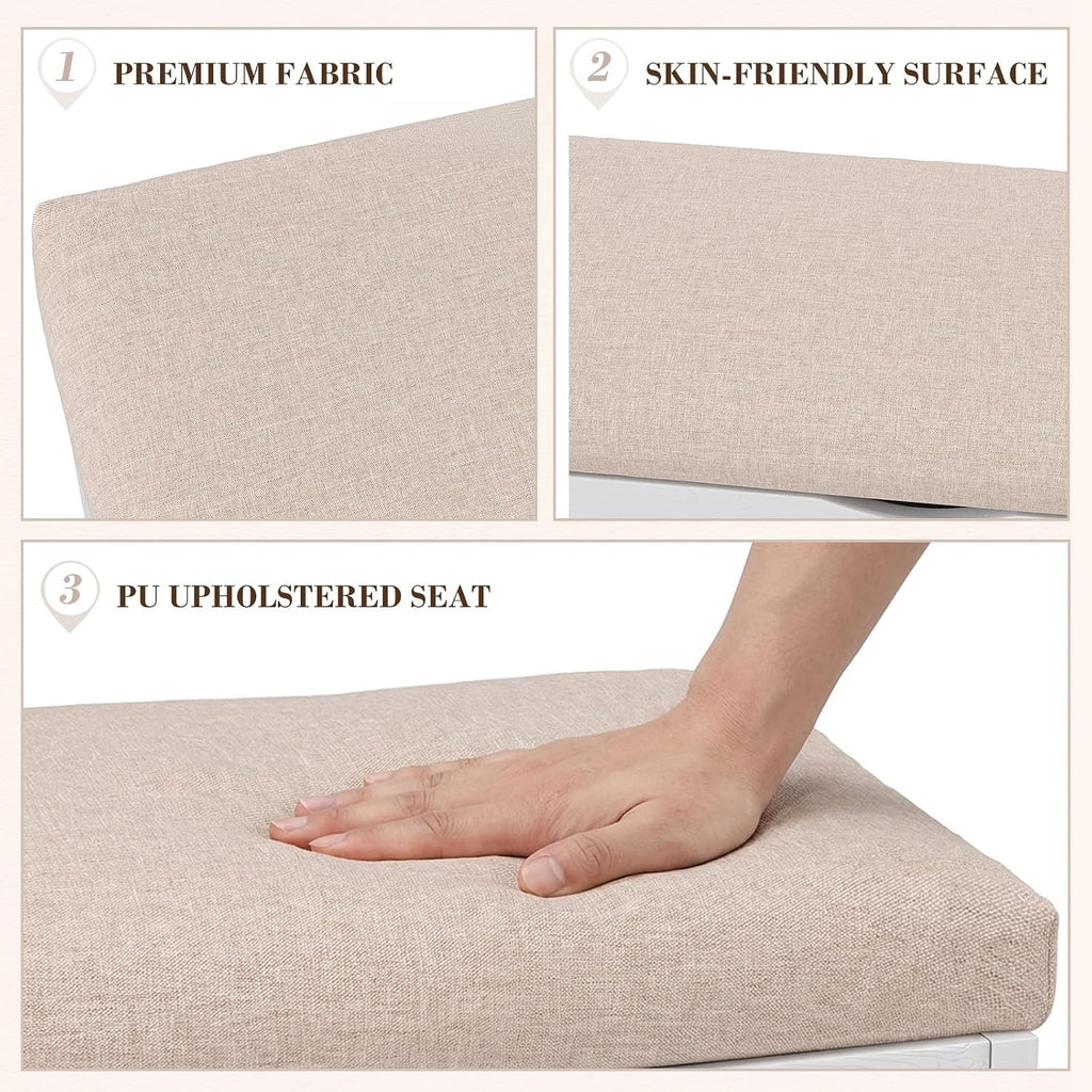31 Inches Storage Bench with Padded Cushion, Shoe Bench with Storage Space, Upholstered Entryway Bench , 2-Tier Shoe