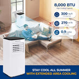 8000 BTU Portable Air Conditioner with Heating Functionality, 4-in