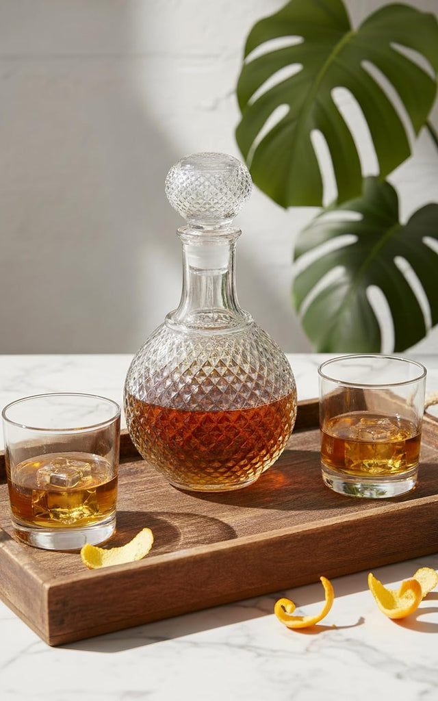 European Glass Bottle with Airtight Stopper, Liquor Decanter, 8 Ounce