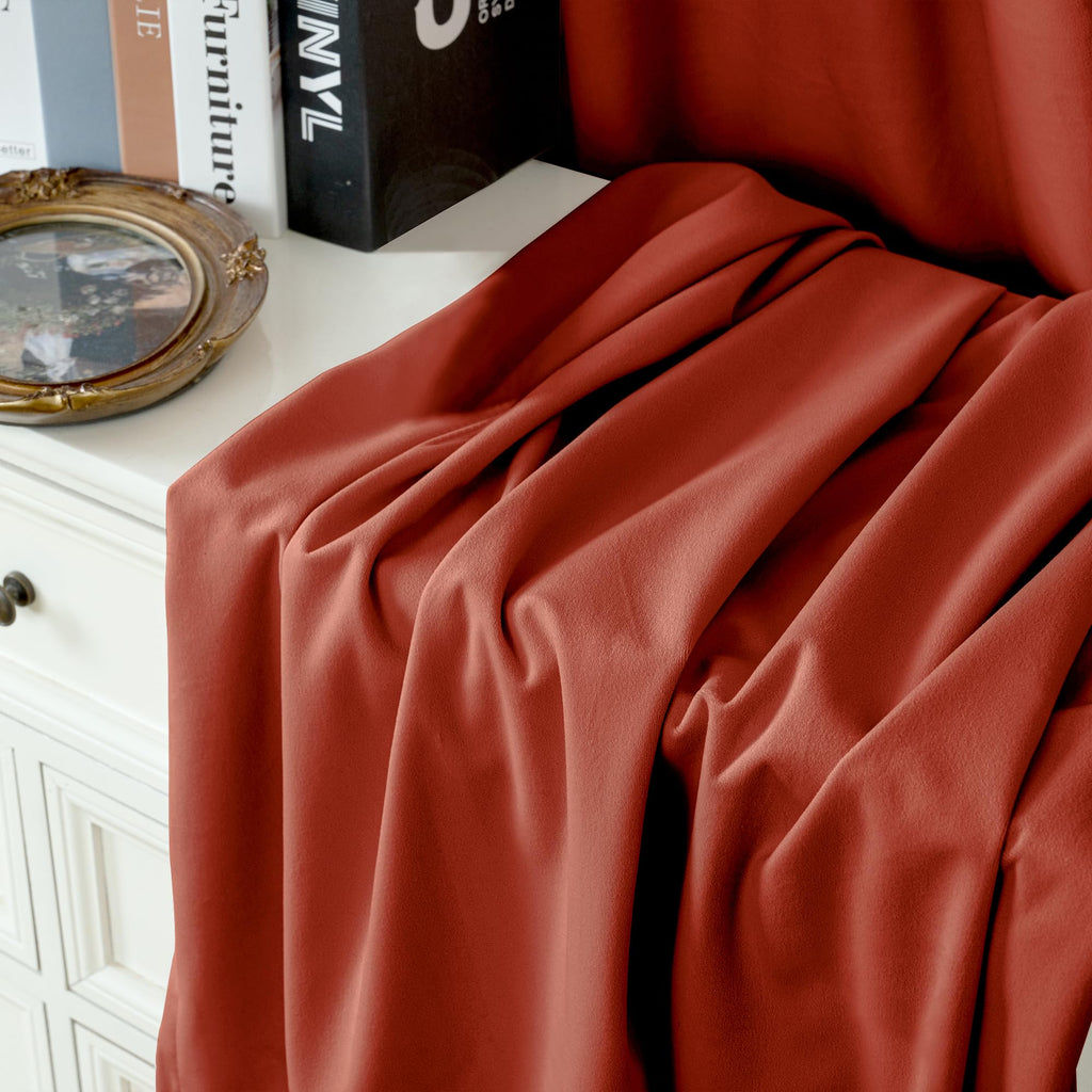 Terracotta Velvet Blackout Curtains 84 Inches Long for Fall Living Room