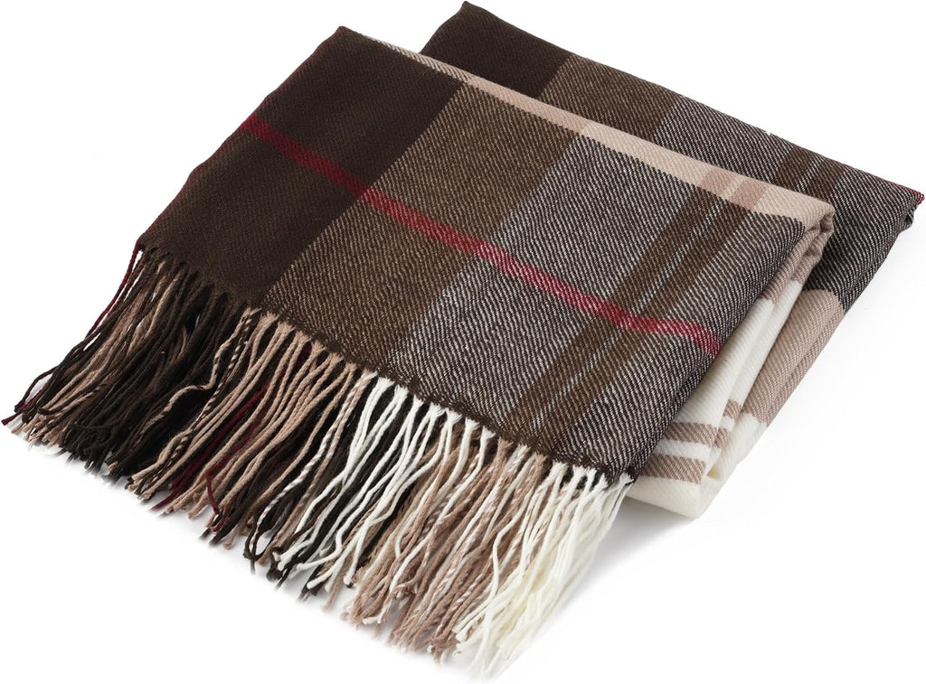 Brown Plaid Throw Blanket, Sofa (50"x60", Coffee)