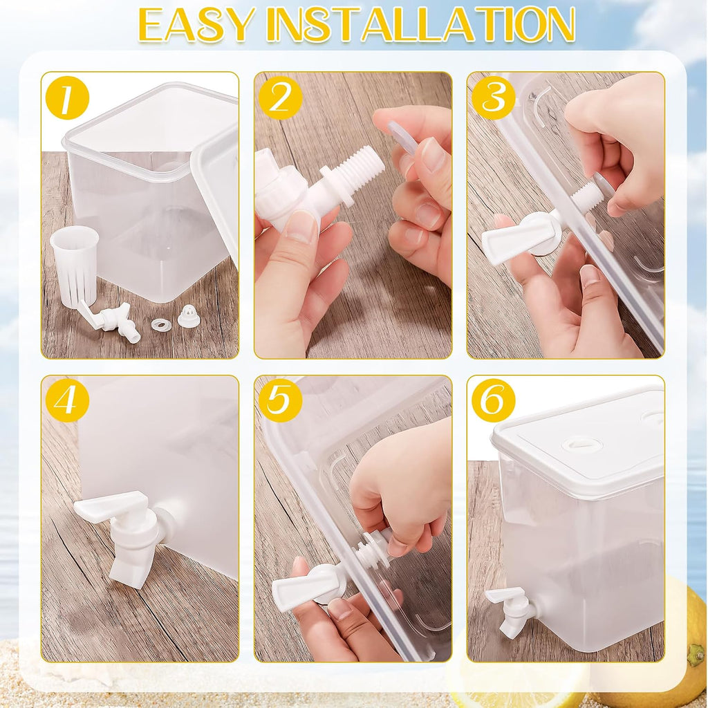 2.3 Gallon Lemonade Dispenser Plastic Drink Dispenser with Spigot 12 OZ Disposable Paper Cup with Lid - Set of 2
