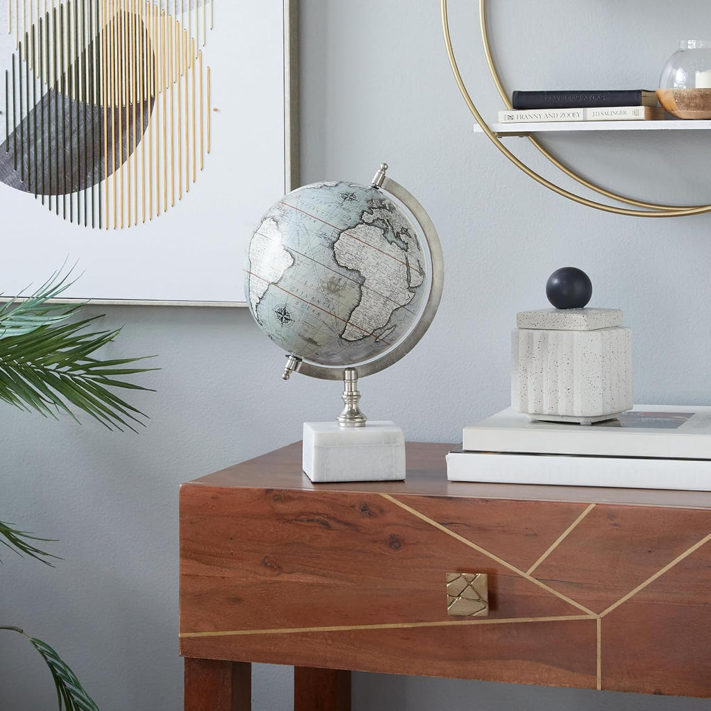 Marble Globe, 9" x 8" x 14", White