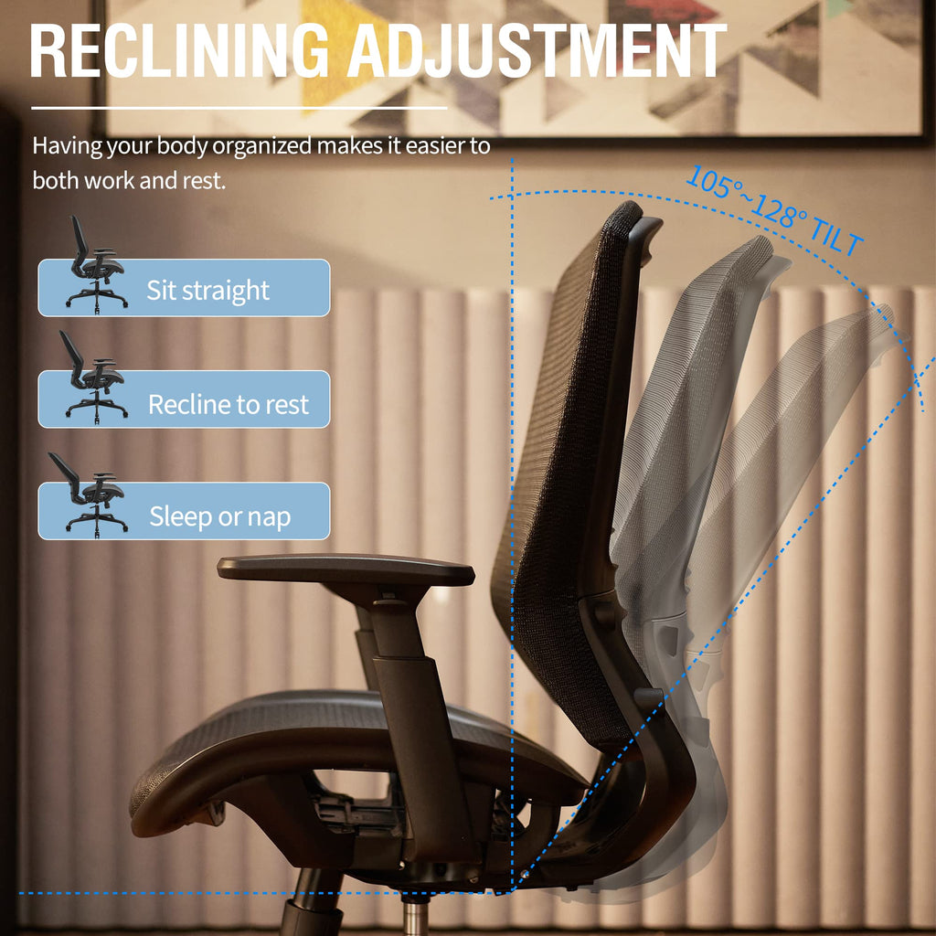 Inspired Aeron Style Ergonomic Mesh Office Chair — Black, Breathable Mesh Seat & Back