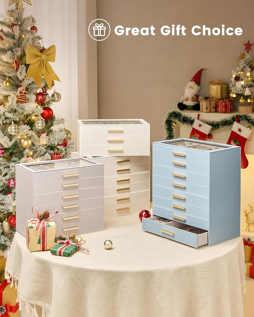 Jewelry Box Organizer, 3-Layer Jewelry Storage Case -Beige