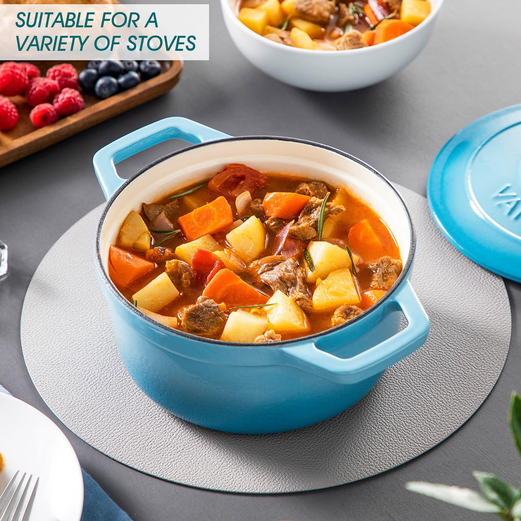 2.5 Qt Enameled Cast Iron Dutch Oven with Lid, Blue