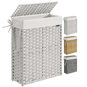 Laundry Hamper with Lid, 14.5 Gal (55 L) Synthetic Rattan,Foldable