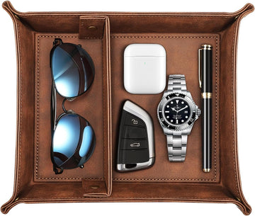 Valet Tray Desktop Storage Organizer with 2 Compartments