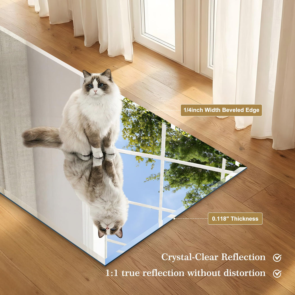 Beveled Mirror, 30x30 Inch Square Frameless Bathroom Mirror for Over Sink, Upgraded Shatterproof Beveled Unframed