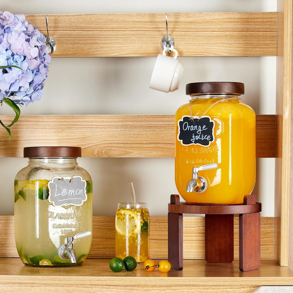 1 Gallon Drink Dispenser for Parties, with Stand,Water Dispenser with 18/8 Stainless Steel Spigot,Lemonade Stand