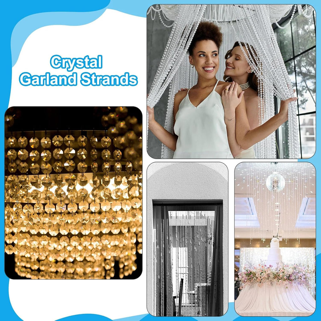 33ft Acrylic Crystal Beads Garland 14mm Chandelier Gem Beads Chain Hanging Crystals Beads Strings for Wedding Party