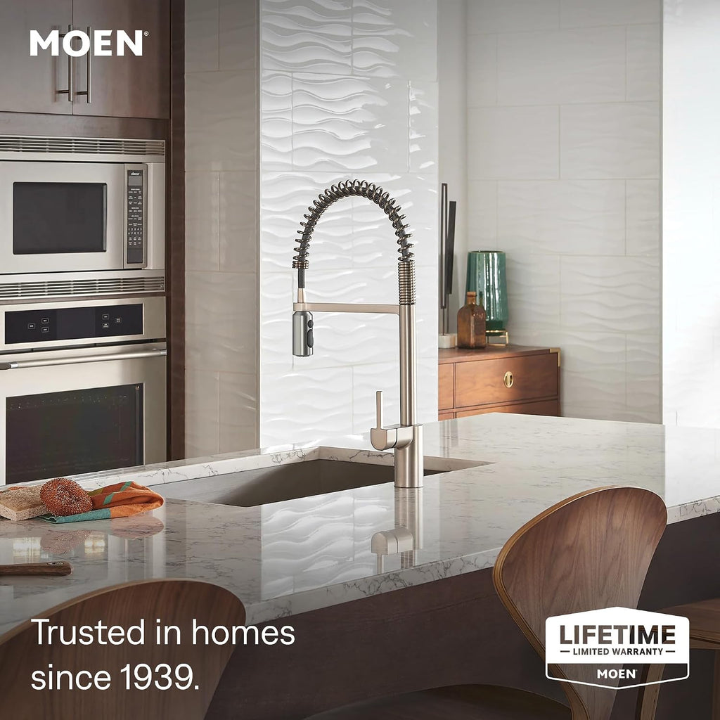 Align Spot Resist Stainless Pulldown Kitchen Faucet, Single Hole, Modern Spring Style with Pre-Rinse and Power Boost
