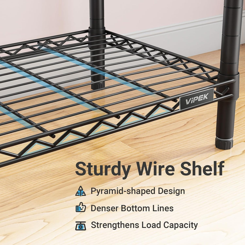 V5C Heavy Duty Covered Clothes Rack Portable Closet Rack, Black Metal Clothing Rack with Black Upgarded Polyester