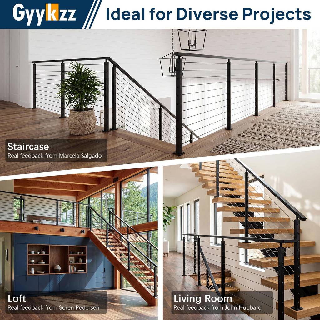 16-20FT Modular Cable Railing Kit 36", 5 Level Railing Post System
