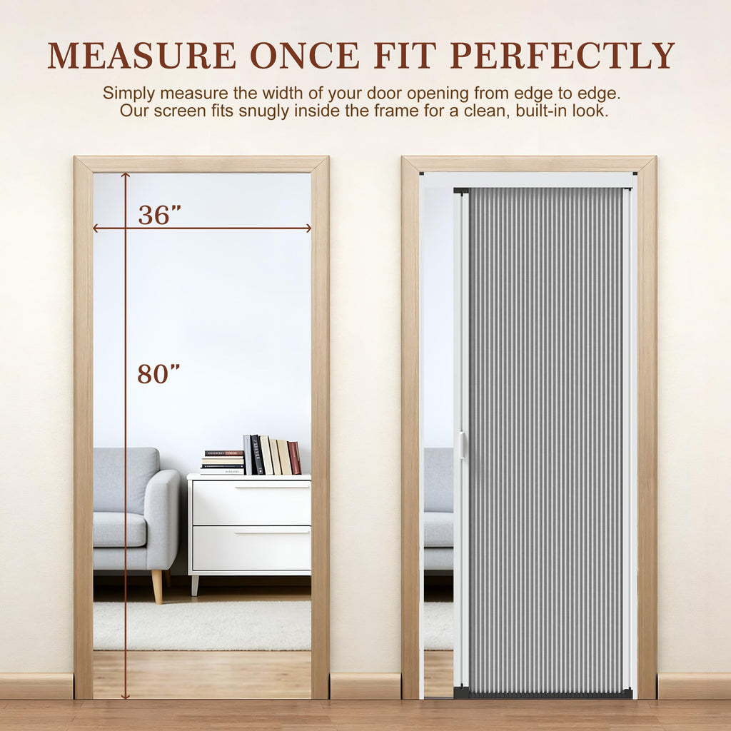 Interior Accordion Door 36" x 80", Aluminum Frame & Cellular Fabric